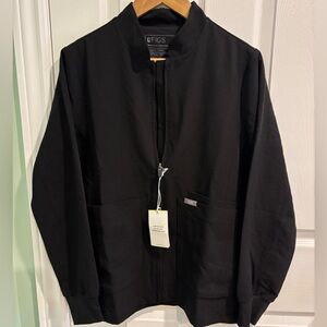 FIGS Black Zip Front Scrub Jacket